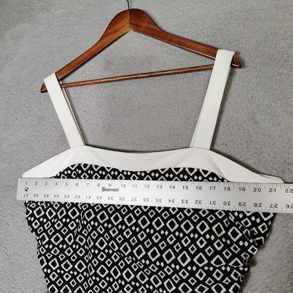 Miraclesuit Swimsuit Women 24W Black White Trim Diamond Print One-Piece Beach - Picture 4 of 11